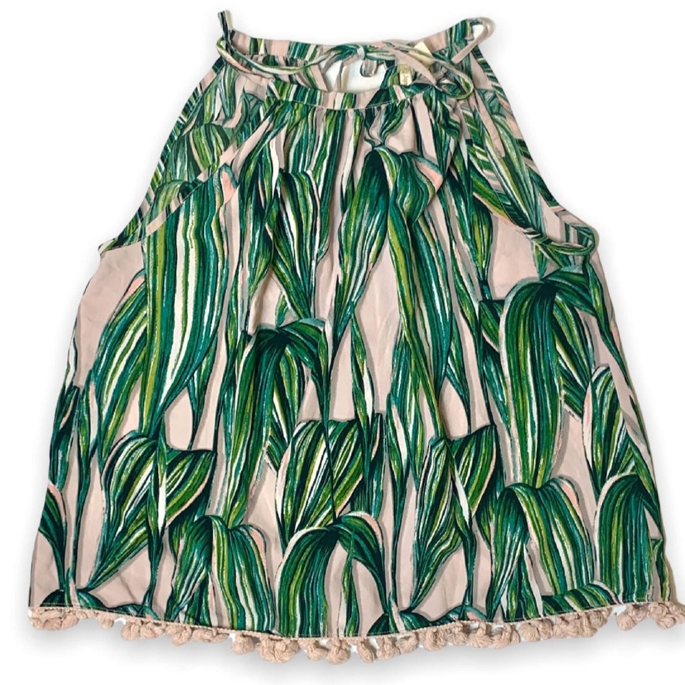 Japna Tropical Green Leaf Halter Top